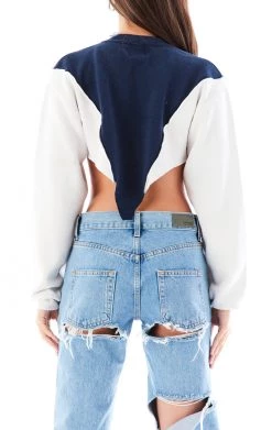 FURST OF A KIND SALE VINTAGE SPLICED V CROPPED SWEATSHIRT
