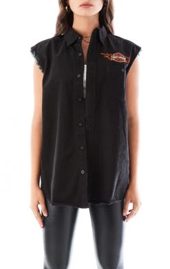 FURST OF A KIND VINTAGE HARLEY SLEEVELESS BUTTON DOWN