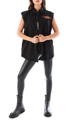 FURST OF A KIND VINTAGE HARLEY SLEEVELESS BUTTON DOWN