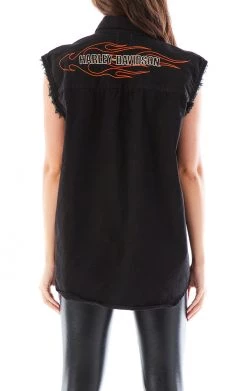 FURST OF A KIND VINTAGE HARLEY SLEEVELESS BUTTON DOWN