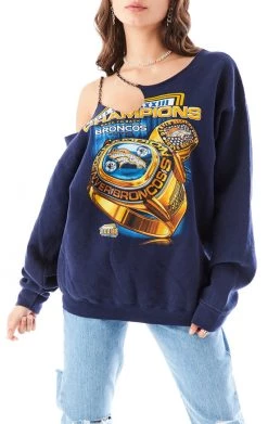 FURST OF A KIND VINTAGE ONE SHOULDER DOUBLE CHAIN SWEATSHIRT