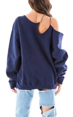 FURST OF A KIND VINTAGE ONE SHOULDER DOUBLE CHAIN SWEATSHIRT