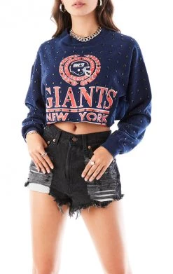 FURST OF A KIND VINTAGE BLACK RHINESTONE CROPPED SWEATSHIRT SALE