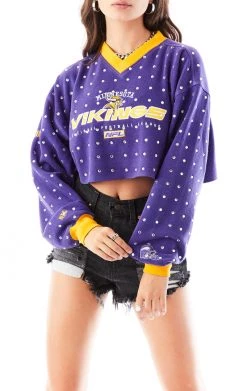 FURST OF A KIND VINTAGE ALLOVER RHINESTONE CROPPED SWEATSHIRT