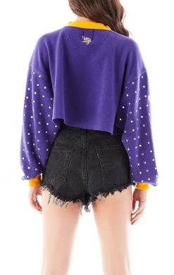 FURST OF A KIND VINTAGE ALLOVER RHINESTONE CROPPED SWEATSHIRT