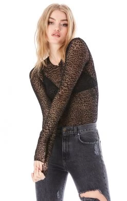 COMMANDO SALE CHIC MESH LEOPARD LONG SLEEVE