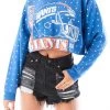 FURST OF A KIND VINTAGE ALLOVER RHINESTONE CROPPED SWEATSHIRT VINTAGE NFL
