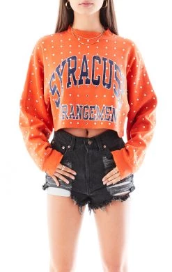 FURST OF A KIND VINTAGE ALLOVER RHINESTONE CROPPED SWEATSHIRT