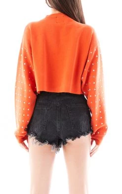 FURST OF A KIND VINTAGE ALLOVER RHINESTONE CROPPED SWEATSHIRT