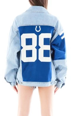 FURST OF A KIND VINTAGE DENIM JACKETS VINTAGE JERSEY SLEEVE AND BACK INSERT DENIM JACKET