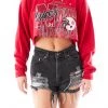 FURST OF A KIND VINTAGE RHINESTONE FLAME CROPPED SWEATSHIRT