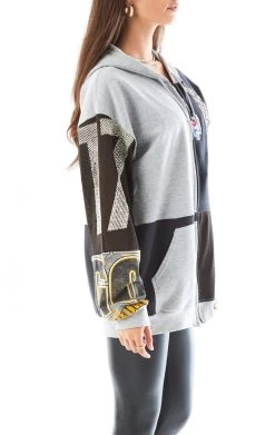 FURST OF A KIND VINTAGE NFL VINTAGE SPLICED PATCHWORK ZIP UP HOODIE