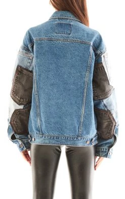 FURST OF A KIND VINTAGE POCKET PATCHWORK SLEEVE DENIM JACKET