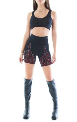 CARMAR RHINESTONE FLAME BIKE SHORTS
