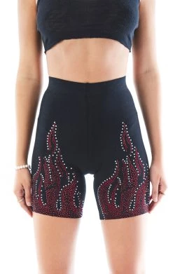 CARMAR RHINESTONE FLAME BIKE SHORTS