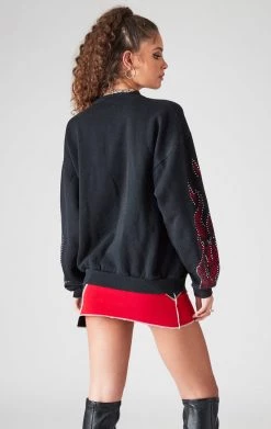 FURST OF A KIND SALE VINTAGE RED RHINESTONE FLAME SWEATSHIRT