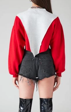 FURST OF A KIND SALE VINTAGE SPLICED V CROPPED SWEATSHIRT
