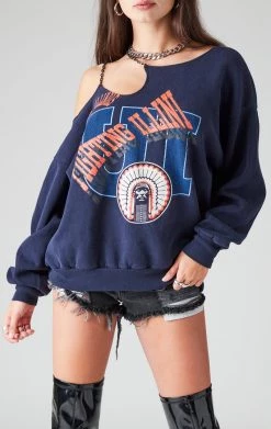 FURST OF A KIND VINTAGE ONE SHOULDER DOUBLE CHAIN SWEATSHIRT SALE