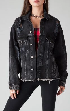 FURST OF A KIND VINTAGE GRAPHIC BACK INSERT DENIM JACKET VINTAGE DENIM JACKETS