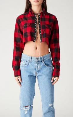 FURST OF A KIND SALE VINTAGE CHAIN LACE UP PLAID SHIRT