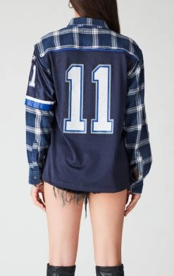 FURST OF A KIND SALE VINTAGE JERSEY SLEEVE AND BACK INSERT PLAID SHIRT