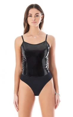 COMMANDO FAUX PATENT LEATHER CAMI BODYSUIT