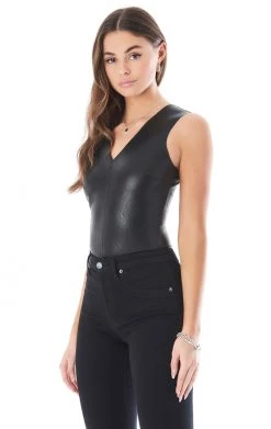 COMMANDO FAUX LEATHER V NECK BODYSUIT SALE