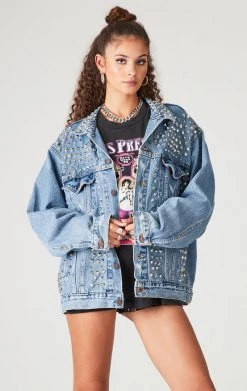 FURST OF A KIND FESTIVAL VINTAGE ALLOVER SPIKE STUD DENIM JACKET