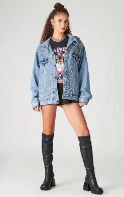 FURST OF A KIND FESTIVAL VINTAGE ALLOVER SPIKE STUD DENIM JACKET