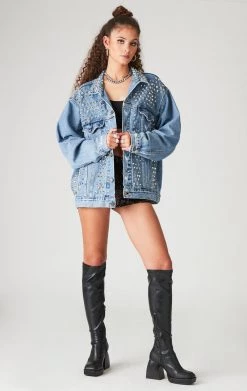 FURST OF A KIND FESTIVAL VINTAGE ALLOVER SPIKE STUD DENIM JACKET