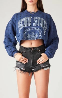 FURST OF A KIND SALE VINTAGE BLACK RHINESTONE CROPPED SWEATSHIRT