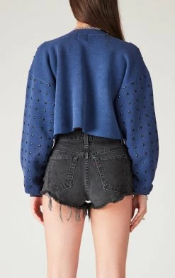 FURST OF A KIND SALE VINTAGE BLACK RHINESTONE CROPPED SWEATSHIRT