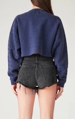 FURST OF A KIND SALE VINTAGE BLACK RHINESTONE CROPPED SWEATSHIRT