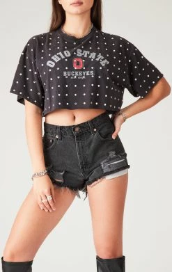 FURST OF A KIND VINTAGE ALLOVER RHINESTONE CROPPED TEE VINTAGE COLLEGE
