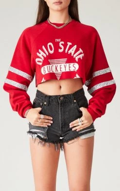 FURST OF A KIND VINTAGE RHINESTONE HOOP CROPPED SWEATSHIRT