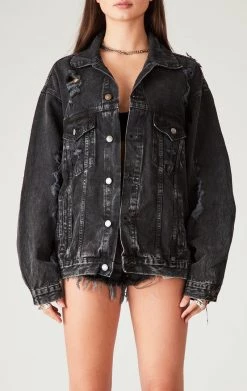 FURST OF A KIND VINTAGE GRAPHIC BACK INSERT DENIM JACKET VINTAGE DENIM JACKETS