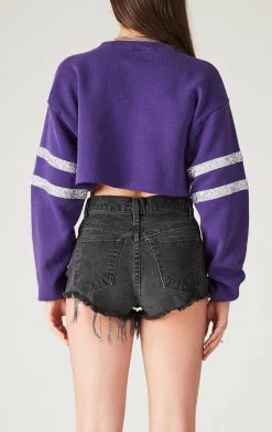 FURST OF A KIND VINTAGE RHINESTONE HOOP CROPPED SWEATSHIRT