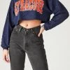 FURST OF A KIND VINTAGE BLACK RHINESTONE CROPPED SWEATSHIRT