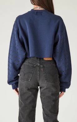 FURST OF A KIND SALE VINTAGE BLACK RHINESTONE CROPPED SWEATSHIRT