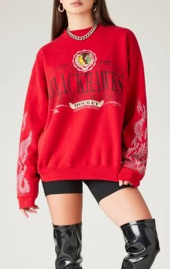 FURST OF A KIND VINTAGE SILVER RHINESTONE FLAME SWEATSHIRT SALE