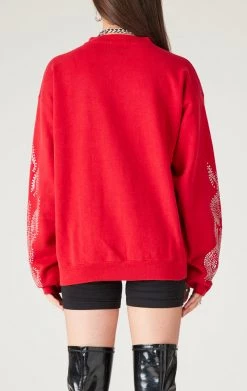 FURST OF A KIND VINTAGE SILVER RHINESTONE FLAME SWEATSHIRT SALE