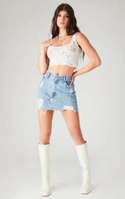 FURST OF A KIND BEST SELLERS VINTAGE ALLOVER RHINESTONE DENIM SKIRT