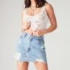 FURST OF A KIND BEST SELLERS VINTAGE ALLOVER RHINESTONE DENIM SKIRT