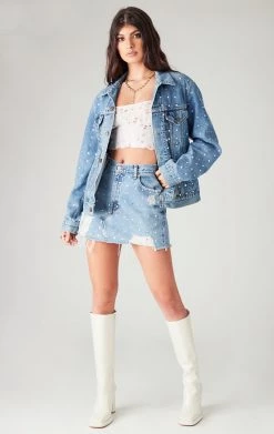 FURST OF A KIND BEST SELLERS VINTAGE ALLOVER RHINESTONE DENIM SKIRT