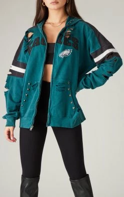 FURST OF A KIND VINTAGE RIPPED STUDDED ZIP UP HOODIE SALE