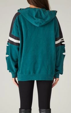 FURST OF A KIND VINTAGE RIPPED STUDDED ZIP UP HOODIE SALE