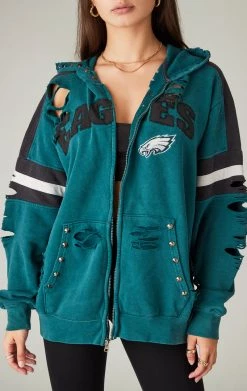 FURST OF A KIND VINTAGE RIPPED STUDDED ZIP UP HOODIE SALE