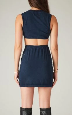 FURST OF A KIND VINTAGE ALLOVER RHINESTONE CUT OUT O-RING DRESS