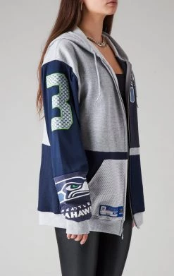 FURST OF A KIND VINTAGE NFL VINTAGE SPLICED PATCHWORK ZIP UP HOODIE