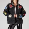 FURST OF A KIND VINTAGE FLORAL APPLIQUE STUDDED DENIM JACKET